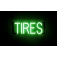 thumbnail image 1 of SpellBrite TIRES LED Sign for Business. 17.4" x 6.3" Green TIRES Sign Has Neon Sign Look With Energy Efficient LED Light Source. Visible from 500+ Feet, 8 Animation Settings., 1 of 4