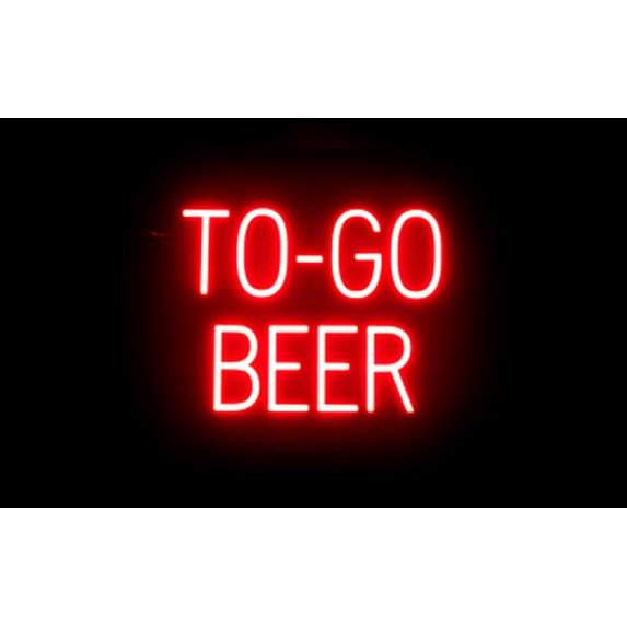 SpellBrite TO-GO BEER LED Sign for Business. 19.8" x 15.0" Red TO-GO BEER Sign Has Neon Sign Look With Energy Efficient LED Light Source. Visible from 500+ Feet, 8 Animation Settings.