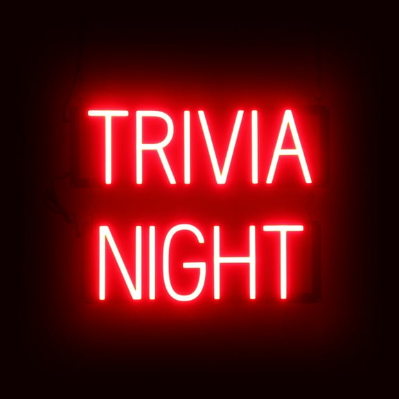 SpellBrite TRIVIA NIGHT LED Sign for Business. 19.8" x 15" Red TRIVIA NIGHT Sign Has Neon Sign Look With Energy Efficient LED Light Source. Visible from 500+ Feet, 8 Animation Settings.