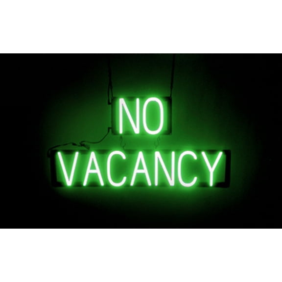 SpellBrite NO VACANCY Neon-LED Sign for Hotels. 29.9" x 15.0" Ultra Bright, Energy Efficient, Long-Life LED Light Source. Visible from 500+ Feet with 8 Eye-Catching Animations (Green)