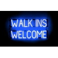 thumbnail image 1 of SpellBrite WALK INS WELCOME LED Sign for Business. 29.8" x 15.0" Blue WALK INS WELCOME Sign Has Neon Sign Look With Energy Efficient LED Light Source. Visible from 500+ Feet, 8 Animation Settings., 1 of 4