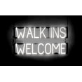 thumbnail image 1 of SpellBrite WALK INS WELCOME LED Sign for Business. 29.8" x 15.0" White WALK INS WELCOME Sign Has Neon Sign Look With Energy Efficient LED Light Source. Visible from 500+ Feet, 8 Animation Settings., 1 of 4