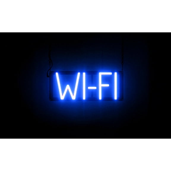 SpellBrite WI-FI LED Sign for Business. 15.4" x 6.3" Blue WI-FI Sign Has Neon Sign Look With Energy Efficient LED Light Source. Visible from 500+ Feet, 8 Animation Settings.