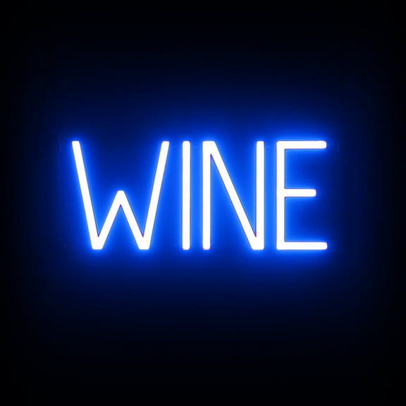 SpellBrite WINE LED Sign for Business. 15.8" x 6.3" Blue WINE Sign Has Neon Sign Look With Energy Efficient LED Light Source. Visible from 500+ Feet, 8 Animation Settings.