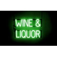 thumbnail image 1 of SpellBrite WINE & LIQUOR LED Sign for Business. 22.0" x 15.0" Green WINE & LIQUOR Sign Has Neon Sign Look With Energy Efficient LED Light Source. Visible from 500+ Feet, 8 Animation Settings., 1 of 4