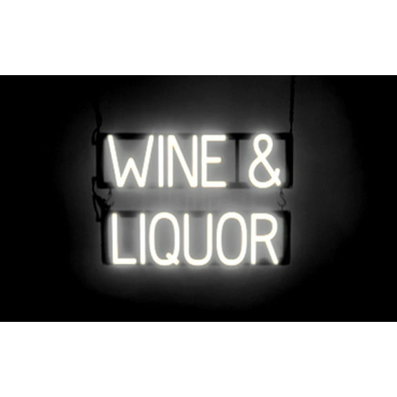 SpellBrite WINE & LIQUOR LED Sign for Business. 22.0" x 15.0" White WINE & LIQUOR Sign Has Neon Sign Look With Energy Efficient LED Light Source. Visible from 500+ Feet, 8 Animation Settings.