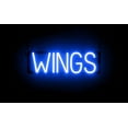 thumbnail image 1 of SpellBrite WINGS LED Sign for Business. 20.2" x 6.3" Blue WINGS Sign Has Neon Sign Look With Energy Efficient LED Light Source. Visible from 500+ Feet, 8 Animation Settings., 1 of 4
