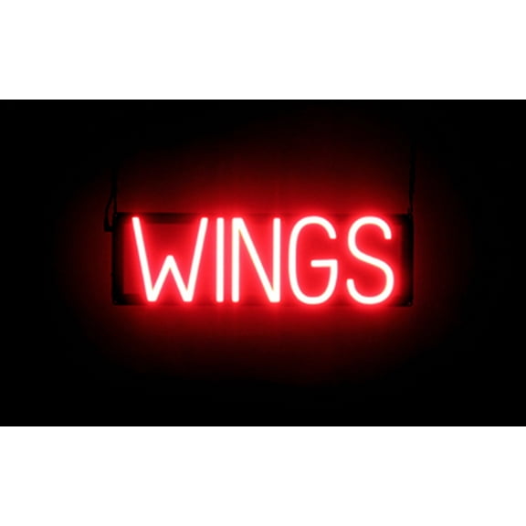 SpellBrite WINGS LED Sign for Business. 20.2" x 6.3" Red WINGS Sign Has Neon Sign Look With Energy Efficient LED Light Source. Visible from 500+ Feet, 8 Animation Settings.