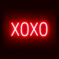 SpellBrite XOXO LED Sign for Business. 18.1" x 6.3" Red XOXO Sign Has Neon Sign Look With Energy Efficient LED Light Source. Visible from 500 Feet, 8 Animation Settings.
