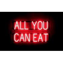 SpellBrite ALL YOU CAN EAT LED Sign for Business. 26.8" x 15.0" Red ALL YOU CAN EAT Sign Has Neon Sign Look With Energy Efficient LED Light Source. Visible from 500 Feet, 8 Animation Settings.