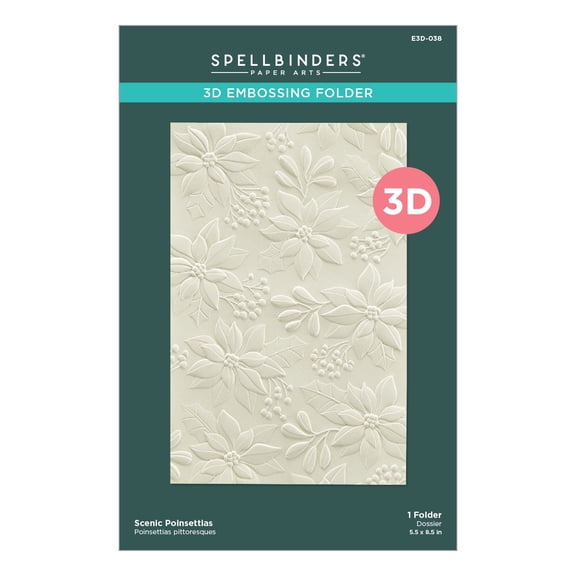 Spellbinders 3D Embossing Folder 5.5"x8.5"-Scenic Poinsettias