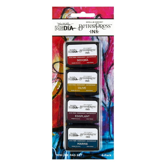 Spellbinders BetterPress Ink Mini Set 4/Pkg By Dina Wakley-Earthy