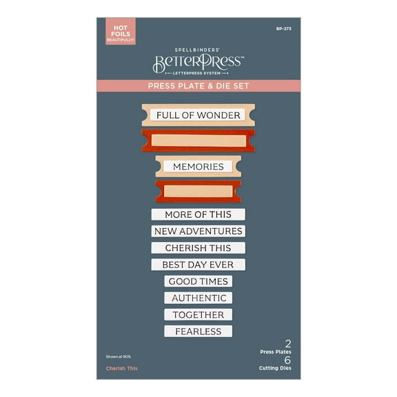 Spellbinders BetterPress Plate & Die Set Golden Afternoon-Cherish This, Golden Afternoon