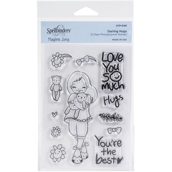 Spellbinders Clear Acrylic Stamps By Mayline Jung-Darling Hugs