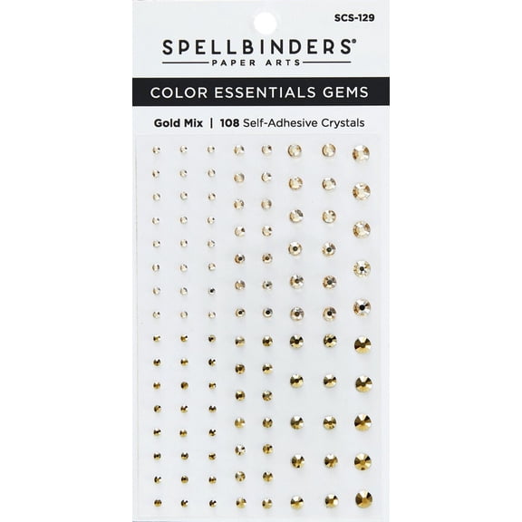 Spellbinders Color Essentials Gems 108/Pkg-Gold Mix