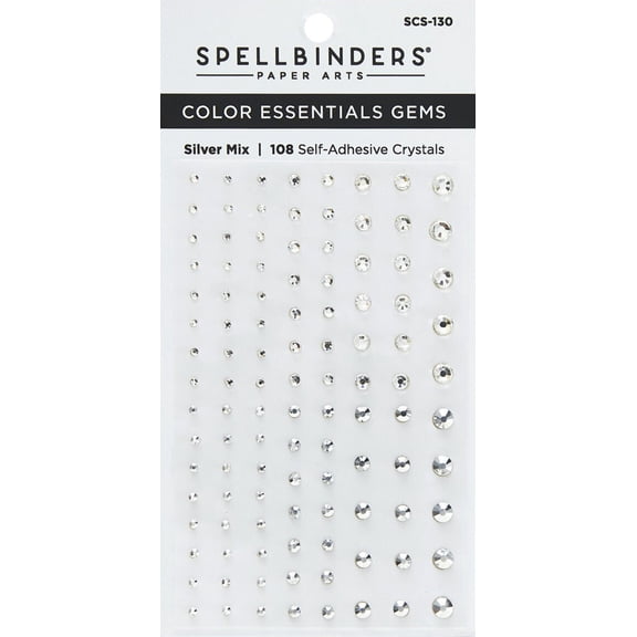 Spellbinders Color Essentials Gems 108/Pkg-Silver Mix