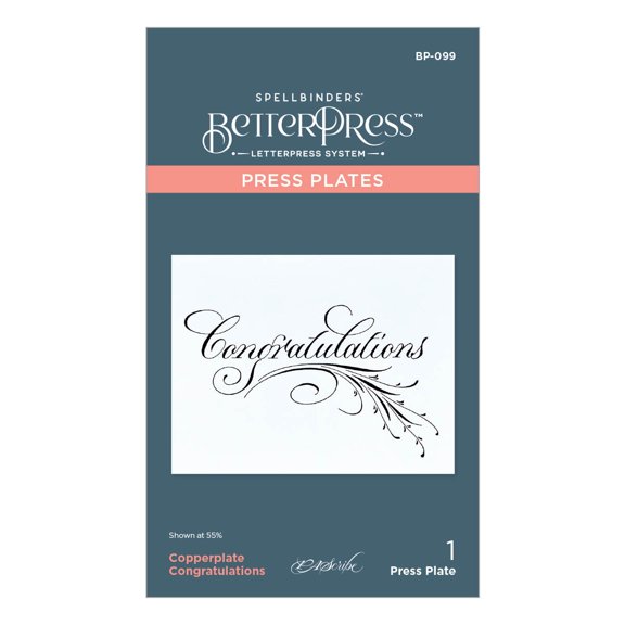 Spellbinders Press Plate By Paul Antonio-Copperplate Congratulations