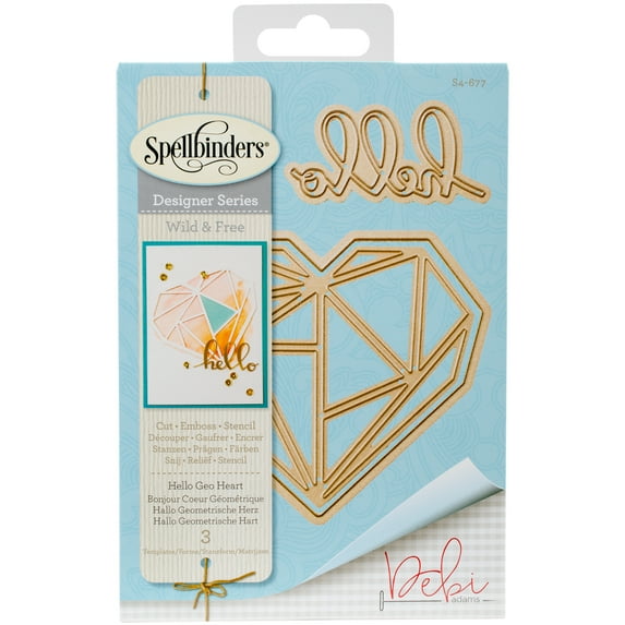 Spellbinders Shapeabilities Dies-Hello Geo Heart, Pk 1, Spellbinders