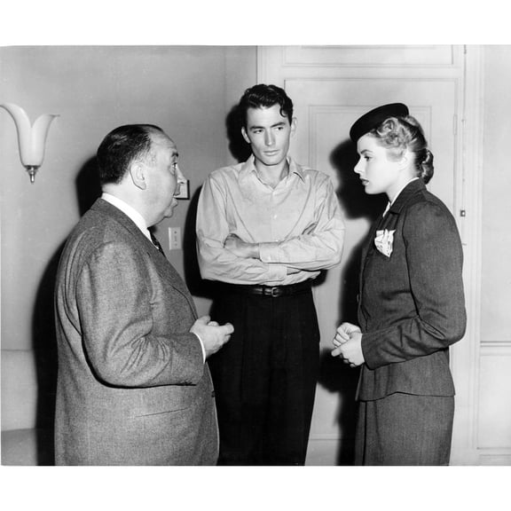 Spellbound From Left Director Alfred Hitchcock Gregory Peck Ingrid Bergman On-Set 1945 Poster Print
