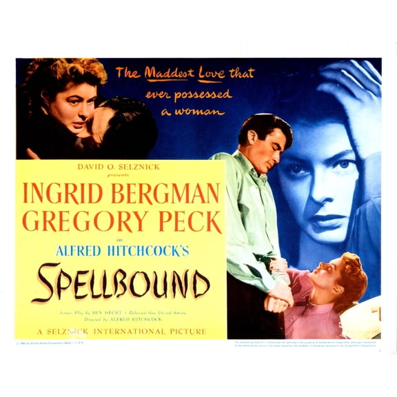 Spellbound Us Lobbycard Ingrid Bergman Gregory Peck 1945 Movie Poster Masterprint (28 x 22)
