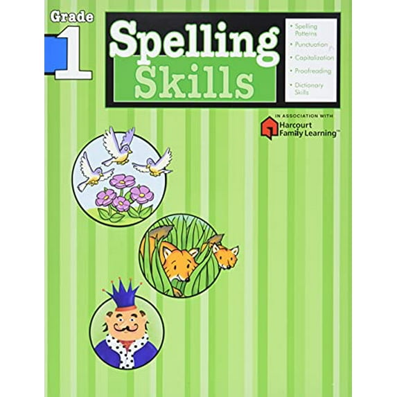 Pre-Owned Spelling Skills: Grade 1 (Flash Kids Harcourt Family Learning) (Paperback) 1411403827 9781411403826