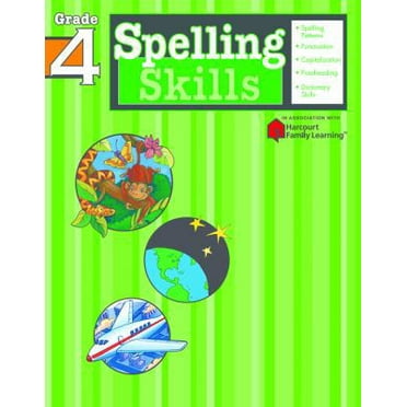 Pre-Owned Spelling Skills: Grade 4 (Flash Kids Harcourt Family Learning) (Paperback) 1411403851 9781411403857
