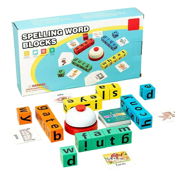 Spelling Word Blocks Toy Set Funny Family Dice Word Board Game For 1-5 Players Letter Dice Brain Exercise Boosting Crossword Challenge For Family & Friends(Set C-28X15.5X5Cm)