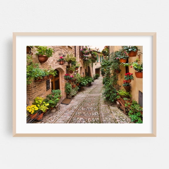Spello - The Most Beautiful Village of Italy - The Flower Town - Spello Umbria Italy Photography Oak Framed Wall Art Print 24 x 36 inches