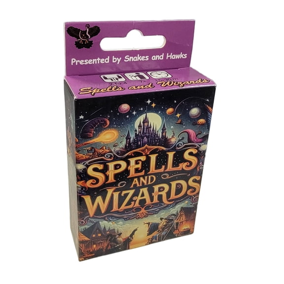 Spells and Wizards, Family Card Game by Snakes and Hawks, for 2-6 Players, Trick-Taking Card Game