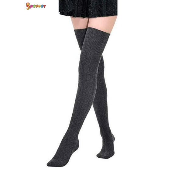 Spencer 1 Pair Women Extra Long Thigh High Socks Over the Knee High Leg Warmer Long Boot Stockings "Gray"