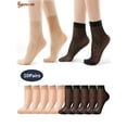 thumbnail image 1 of Spencer 10 Pairs Women's Ankle High Sheer Nylon Socks Soft Tight Hosiery Silky Short Stocking "Black&Beige", 1 of 6