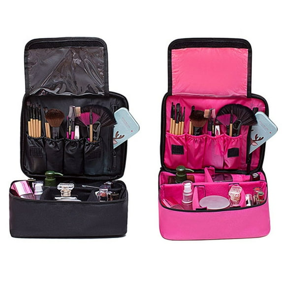 Spencer 10" Women Multifunction Cosmetic Organizer Case Travel Makeup Storage Bag with Adjustable Dividers (Rose Red,#2)