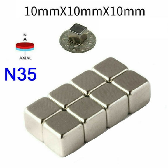 Spencer 100-200Pcs Super Strong Rare Earth Magnets Neodymium Block Magnet 10x10x10mm N35