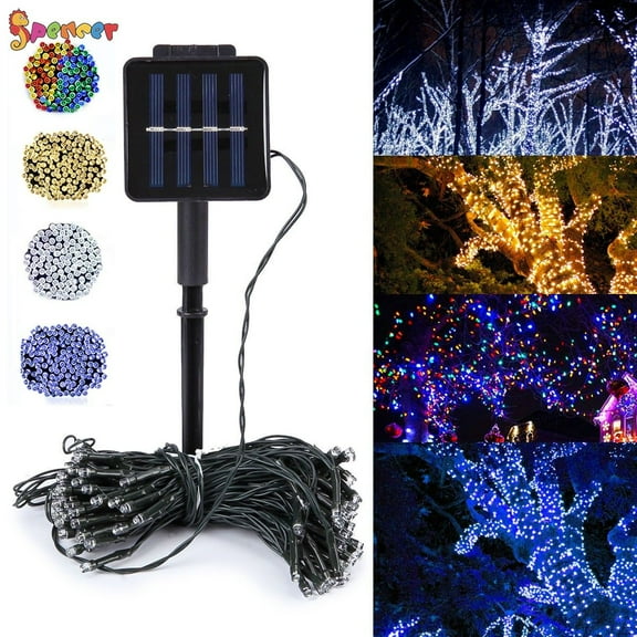 Spencer 100 LED Solar Powered String Lights 39.4ft Outdoor Fairy Lights 8 Modes Water-resistant Hanging Decorative Lighting for Garden Patio Christmas Wedding Party