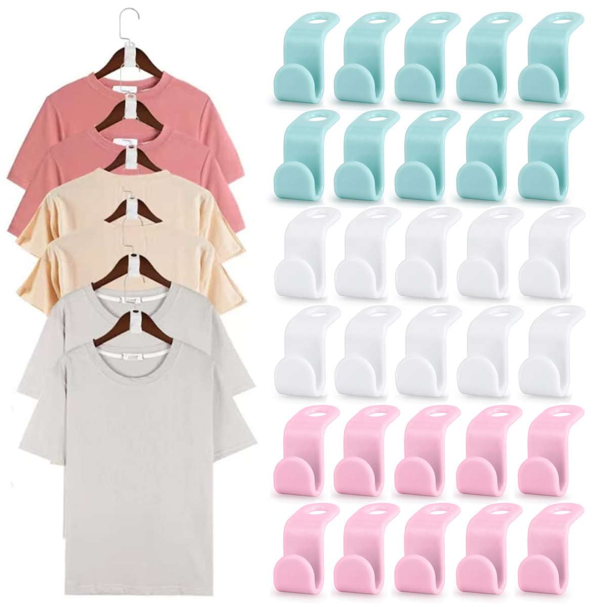 Spencer 100Pcs Clothes Hanger Connector Hooks, Stackable Connection ...