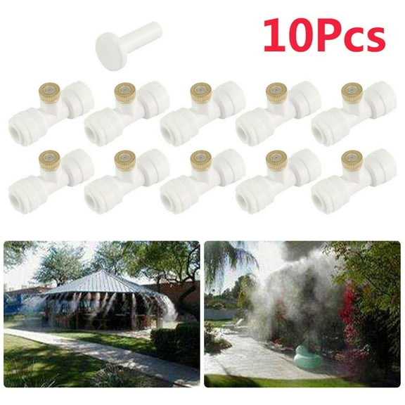 Spencer 10X Water Brass Misting System Brass Mister Nozzles 1/4" Slip-Lock Misting Nozzles Kit Fog Nozzles for Patio Garden Outdoor Cooling System