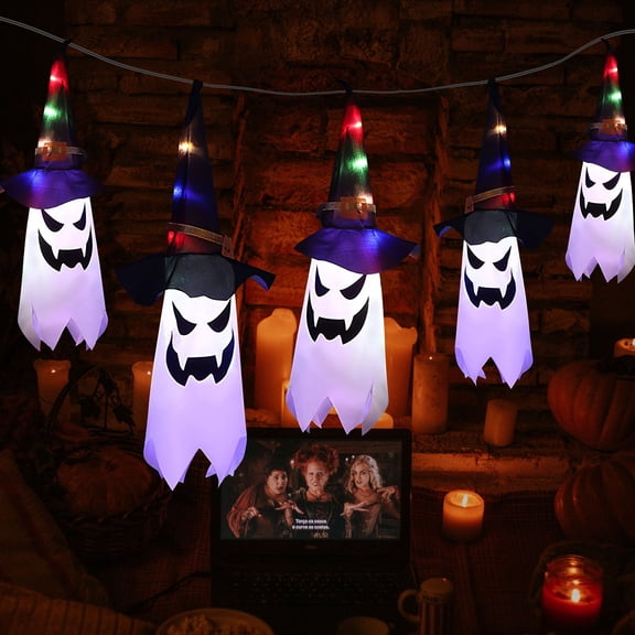 Spencer 10ft Halloween Decorations Lights Pumpkin Ghost String Lights Glowing Witch Hat for Indoor Outdoor Home Party Halloween Decor