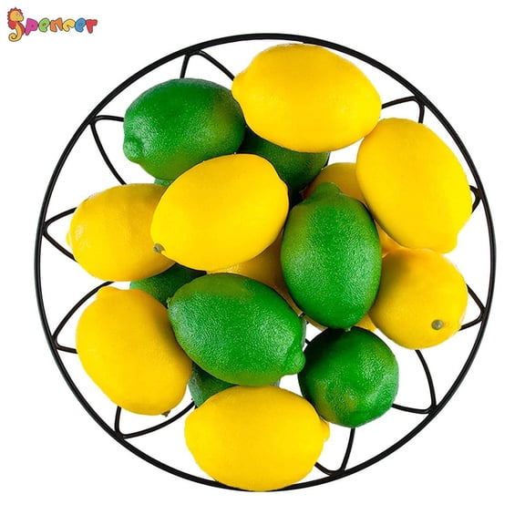 Spencer 12 PCS Artificial Lemons and Limes Fake Fruit Lifelike Simulation Lemons for Home House Kitchen Party Decoration - 3.8" X 2.5" (Green&Yellow)