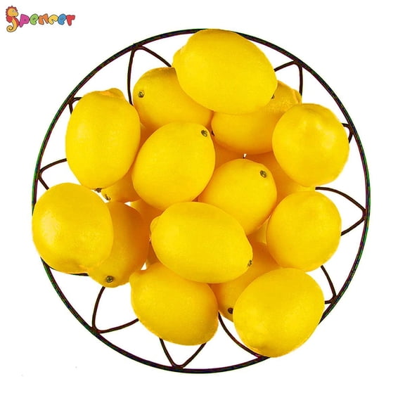Spencer 12 PCS Artificial Lemons and Limes Fake Fruit Lifelike Simulation Lemons for Home House Kitchen Party Decoration - 3.8" X 2.5" (Yellow)