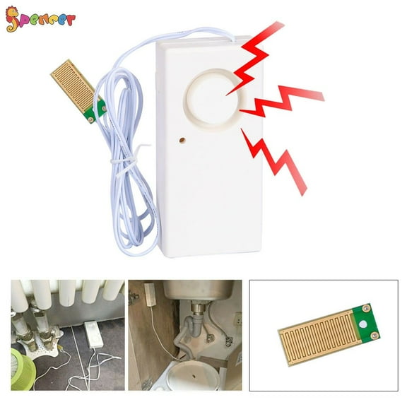 Spencer 120dB Water Leakage Leakage Detection Detector Sound Alarm Wired Sensor Siren Low Battery Flood Alert for Home Security, Basement, Floor