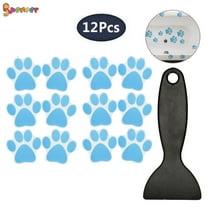Spencer 12Pcs Adhesive Paw Print Bath Treads Non-Slip Traction to Tubs Bathtub Stickers for Tubs, Showers, Pools, Boats, Stairs（Blue，3.1inch）