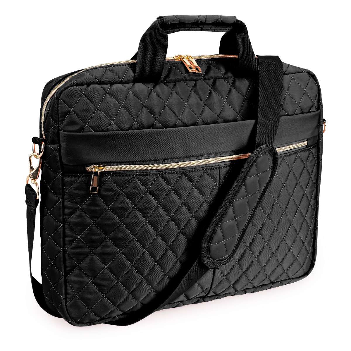 Spencer 15.6 Inch Laptop Bag Briefcase, Computer Messenger Bag, Business Work Travel Laptop Shoulder Bag, Carrying Handbag Laptop Sleeve Case Water-Resistant Satchel for Women Men, Black