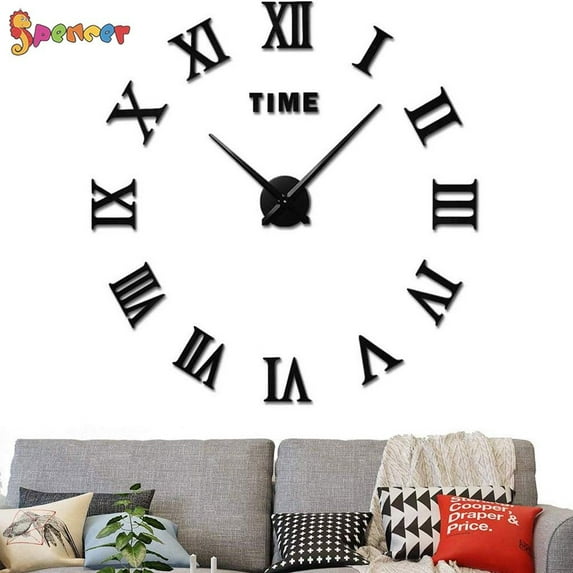 Spencer 15.75" x 04" Black Analog Round Traditional Wall Clock