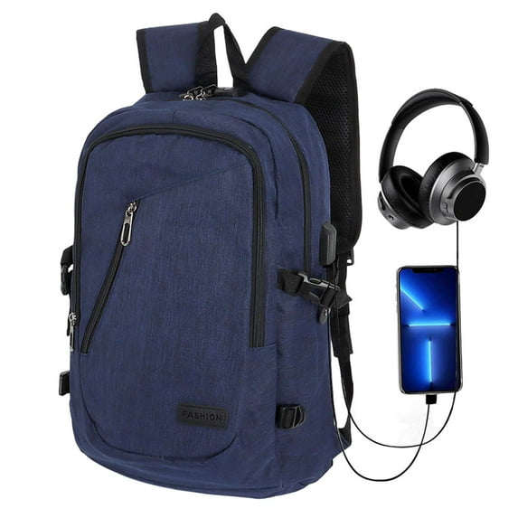 Spencer 19" Travel Laptop Backpack, Extra Large Business Anti Theft Laptop Backpack with USB Charging Port, Waterproof College Bag Computer Schoolbag Gifts for Men & Women, Blue