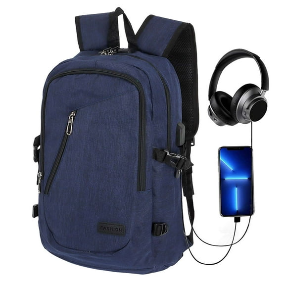 Spencer 19" Travel Laptop Backpack, Extra Large Business Anti Theft Laptop Backpack with USB Charging Port, Waterproof College Bag Computer Schoolbag Gifts for Men & Women, Blue