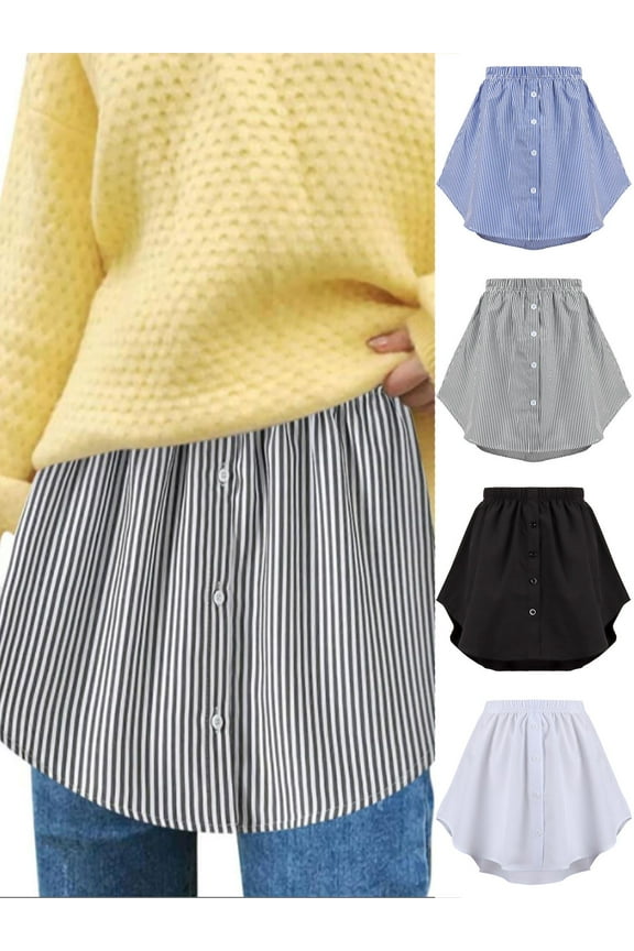 1PC Shirt Extenders for Women, Mini Skirt Adjustable Layering Fake Top Lower Sweep Shirt Half Length for Sweater Sweatshirt Jacket Coat (L, Black)