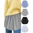 thumbnail image 1 of Spencer 1PC Shirt Extenders for Women, Mini Skirt Adjustable Layering Fake Top Lower Sweep Shirt Half Length for Sweater Sweatshirt Jacket Coat (L, Blue-White stripes), 1 of 8