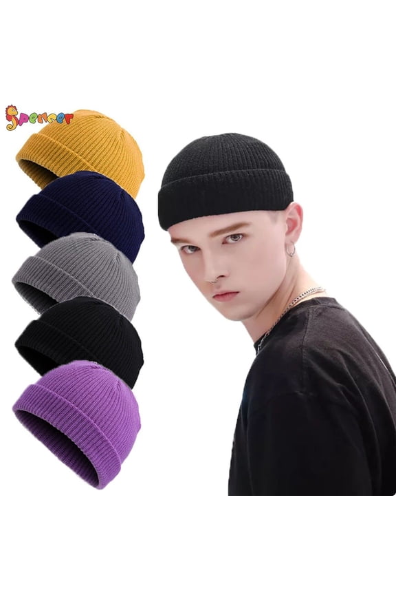 1PC Swag Wool Fisherman Beanies for Men, Knit Short Watch Cap Winter Warm Hats (Gray)
