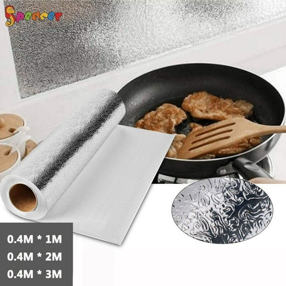 Spencer 1PC Waterproof Oil Proof Kitchen Backsplash Wallpaper Self Adhesive Kitchen Stickers Aluminum Foil Stove Sticker - 15.8 x 78.8inch