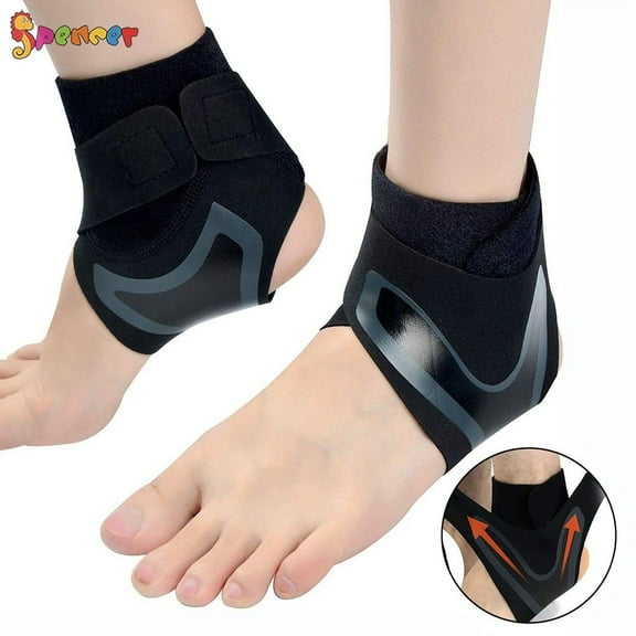 Spencer 1Pair Unisex Ankle Support Brace Adjustable Ankle Compression Brace Ankle Wrap Fitness Sports Protect Foot Elastic Bandage for Plantar Fasciitis - S